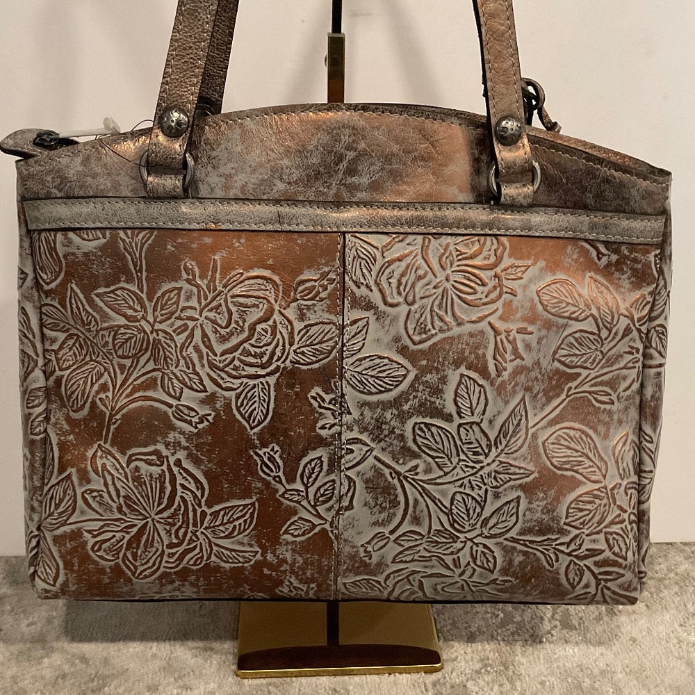 PATRICIA NASH Bark Leaves Shoulder Bag Bronze Gray - Picture 2 of 16